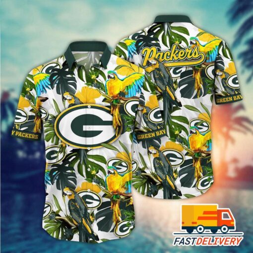 NFL Green Bay Packers Hawaiian Shirt Bird Tropical Gift For Fans Football Lover