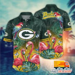 NFL Green Bay Packers Hawaiian Shirt Flamingo Gift For Fans Football Lover