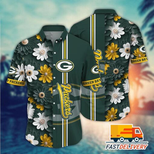 NFL Green Bay Packers Hawaiian Shirt Style Flower Gift For Fans Football Lover