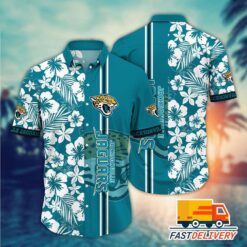 NFL Jacksonville Jaguars Hawaiian Shirt Tropical Flower Gift For Fans Football Lover