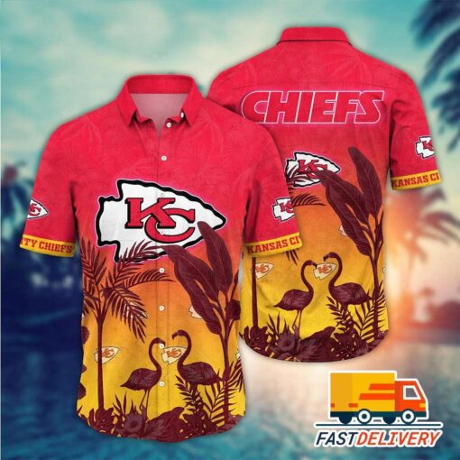 NFL Kansas City Chiefs Hawaiian Shirt Graphic Flamingo Gift For Fans Football Lover