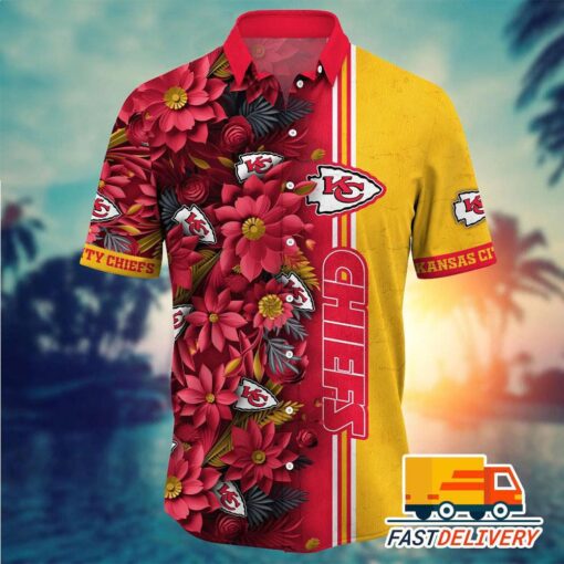 NFL Kansas City Chiefs Hawaiian Shirt Graphic Flower Gift For Fans Football Lover