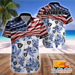 NFL Las Vegas Raiders Hawaiian Shirt Flag Us Style Gift For Fans Football Lover