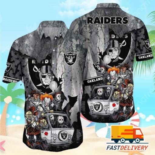 NFL Las Vegas Raiders Hawaiian Shirt Halloween Characters Gift For Fans Football Lover