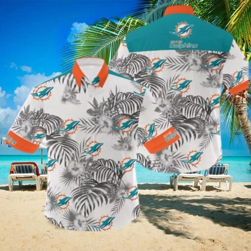 Nfl Miami Dolphins 3d Flowers Leaf Hawaiian Shirt Summer Hot Gift For Fans