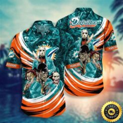 Nfl Miami Dolphins Halloween Aqua Orange Hawaiian Shirt