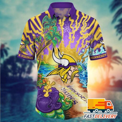 NFL Minnesota Vikings Hawaiian Shirt Tropical Beach Gift For Fans Football Lover