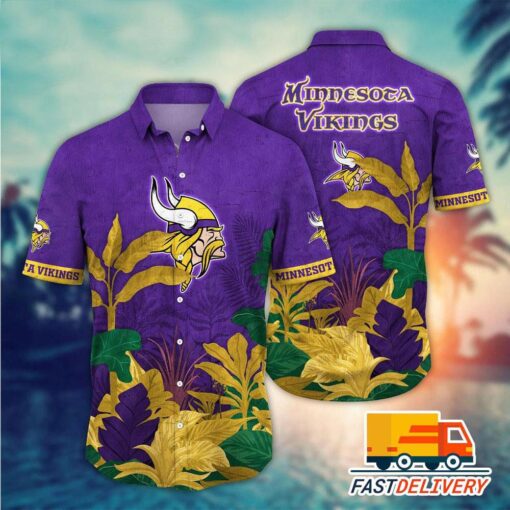 NFL Minnesota Vikings Hawaiian Shirt Tropical Tree Gift For Fans Football Lover