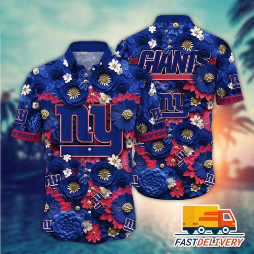 NFL New York Giants Hawaiian Shirt Full Flower Gift For Fans Football Lover