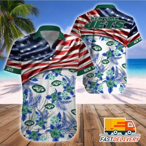 NFL New York Jets Hawaiian Shirt Flag Us Style Gift For Fans Football Lover