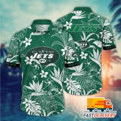 NFL New York Jets Hawaiian Shirt Tropical Flower Gift For Fans Football Lover