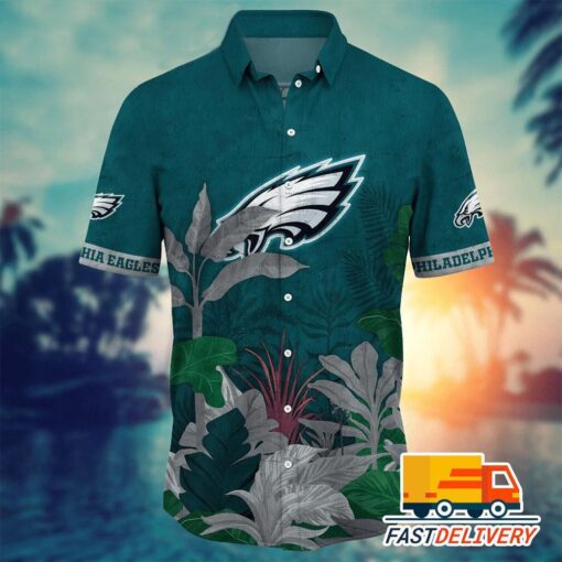 NFL Philadelphia Eagles Hawaiian Shirt Tropical Tree Gift For Fans Football Lover