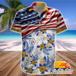 NFL Pittsburgh Steelers Hawaiian Shirt Flag Us Style Gift For Fans Football Lover