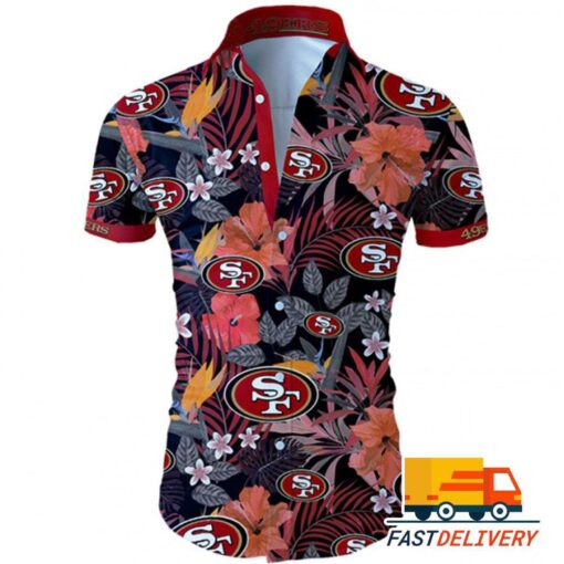 NFL San Francisco 49ers Hawaiian Shirt Tropical Flower For Fans1