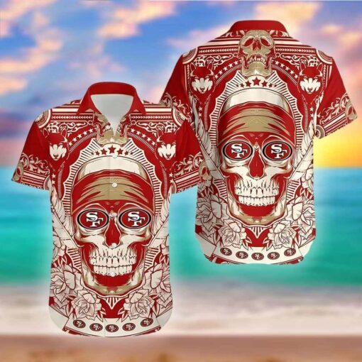 NFL San Francisco 49ers Logo In Eyes Skull Hawaiian Shirt