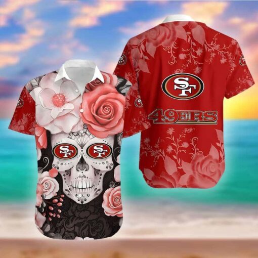 NFL San Francisco 49ers Skull Flower Hawaiian Shirt