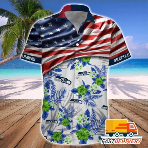 NFL Seattle Seahawks Hawaiian Shirt Flag Us Style Gift For Fans Football Lover