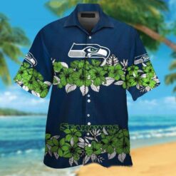 NFL Seattle Seahawks Navy And Green Foliage Hawaiian Shirt