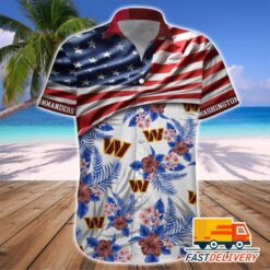 NFL Washington Commanders Hawaiian Shirt Flag Us Style Gift For Fans Football Lover