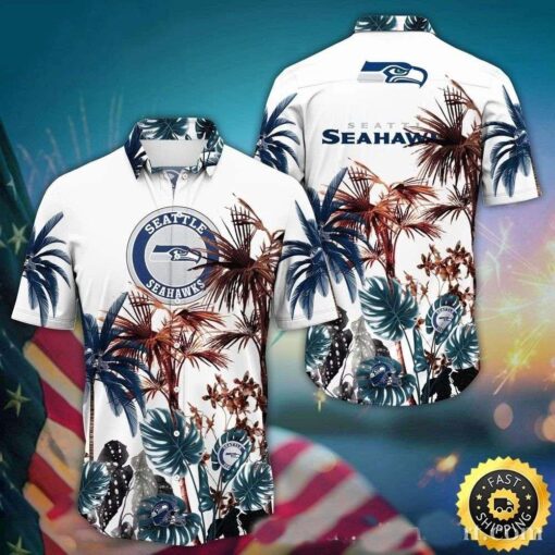 Palm Horizon Seattle Seahawks Hawaiian Shirt – Coastal Getaway Edition