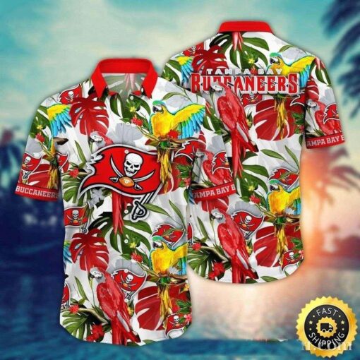 Parrot Paradise Tampa Bay Buccaneers NFL Hawaiian Shirt