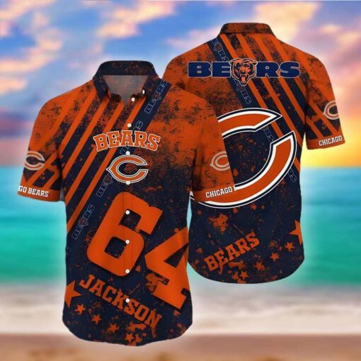 Personalized Name And Number NFL Chicago Bears Orange Edition Hawaiian Shirt