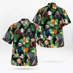 Pinepapple Halloween Horror Characters Hawaiian Shirt