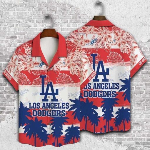 Red Floral Dodgers Festive Summer Hawaiian Shirt