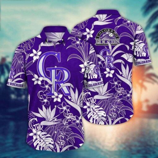 Rockies Purple Floral Elegance MLB Aloha Shirt