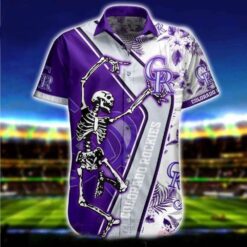 Rockies Purple Skeleton Dance MLB Tropical Hawaiian Shirt