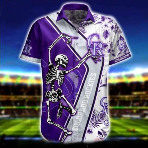 Rockies Purple Skeleton Dance MLB Tropical Hawaiian Shirt