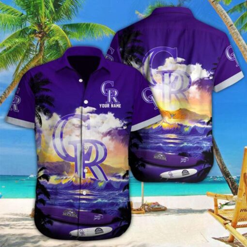 Rockies Sunset Serenade – Customizable Colorado Rockies Aloha Shirt