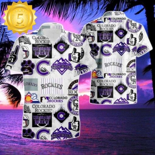 Rockies Team Icons Monochrome MLB Hawaiian Shirt