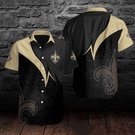 Saints Nightfall Elegance – NFL New Orleans Saints Black Gold Hawaiian Shirt