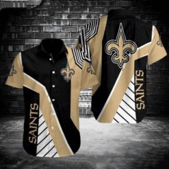 Saints Spirited Stripe New Orleans Saints Hawaiian Shirt