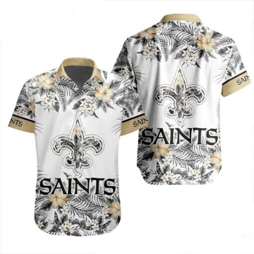 Saints Tropical Monochrome Elegance Hawaiian Shirt