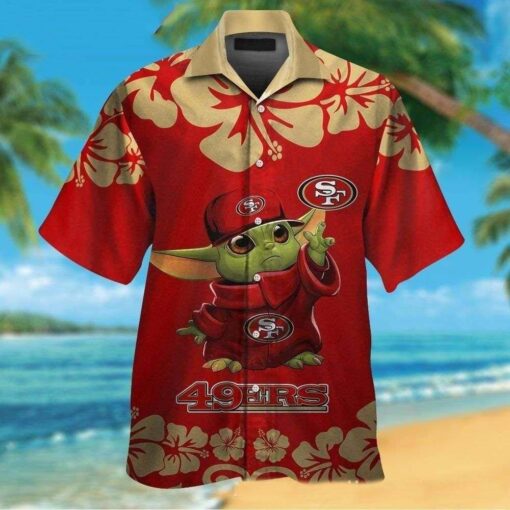 San Francisco 49ers Hawaiian Shirt – Baby Yoda Hibiscus Edition