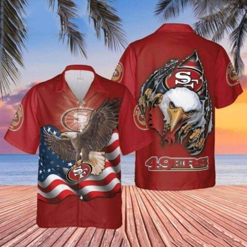 San Francisco 49ers Majestic Eagle Americana Aloha Shirt