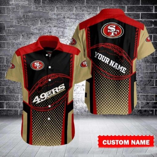 San Francisco 49ers Spiral Football Custom Name Hawaiian Shirt