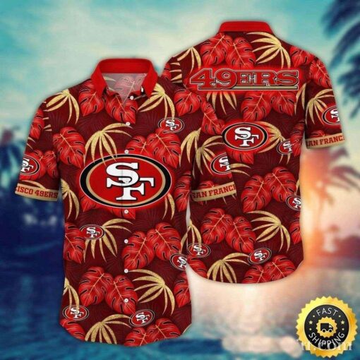 San Francisco 49ers Sunset Palms Hawaiian Shirt