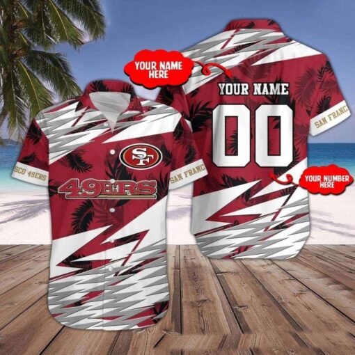 San Francisco 49ers Tropical Red Palms Custom Hawaiian Shirt