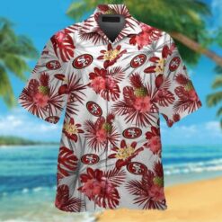 San Francisco 49ers Tropical White Hibiscus Aloha Shirt