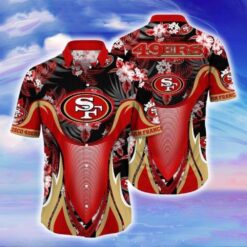 San Francisco 49ers Wave Red And Gold Aloha Shirt