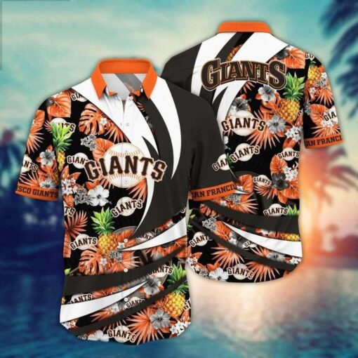 San Francisco Giants Floral Stripe Hawaiian Shirt – Orange Botanicals