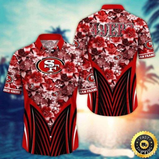 Scarlet Blossom Rush – San Francisco 49ers Hawaiian Shirt