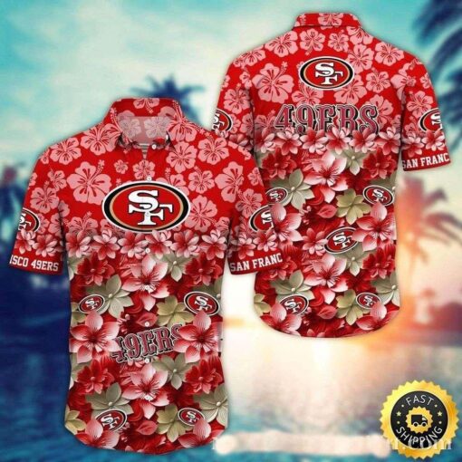 Scarlet Tropics San Francisco 49ers Fanfare – 49ers Aloha Shirt