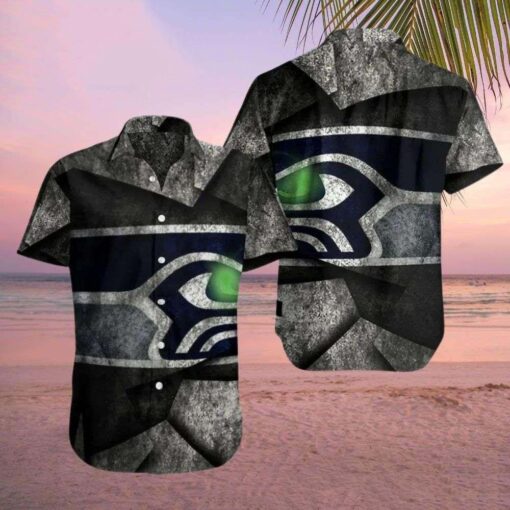 Seahawks Dark Mystique Swirl Personalized Hawaiian Shirt