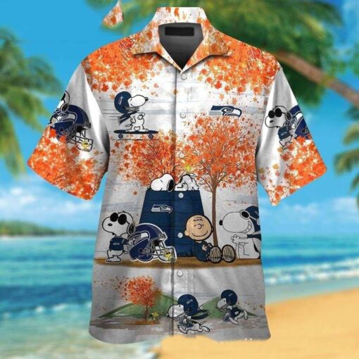 Seahawks Hawaiian Shirt – Snoopy’s Autumn Adventure Graphic Design