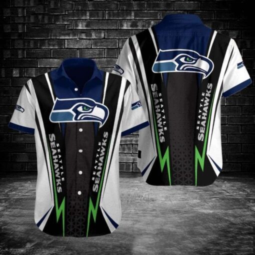 Seahawks Monochrome Elegance Personalized Football Hawaiian Shirt