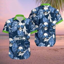 Seahawks Spirit In Bloom – Floral And Skull Tropical Aloha Shirt